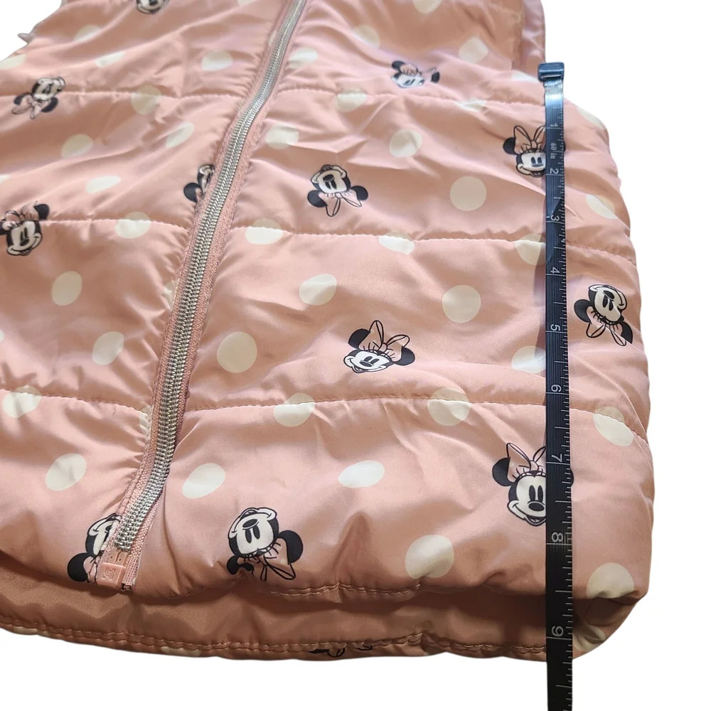 Disney Minnie Mouse Pink Polka Dot Puffer Vest H&M Toddler 2–3T Hooded - Picture 12 of 13